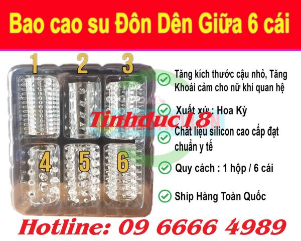 Bao Cao Su Donzen Silicone Gai Khúc Giữa Hộp 6 Cái