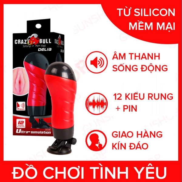 Âm đạo giả gắn tường rung rên Crazy Bull FLORA
