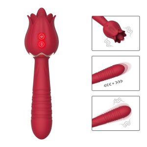 Chày Rung Thụt Hoa Hồng Kết Hợp Lưỡi Liếm Cực Phê